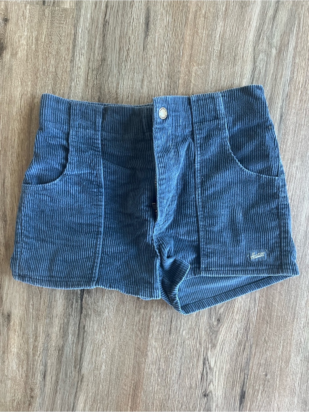High-Rise Corduroy Shorts in Denim Blue - Women's